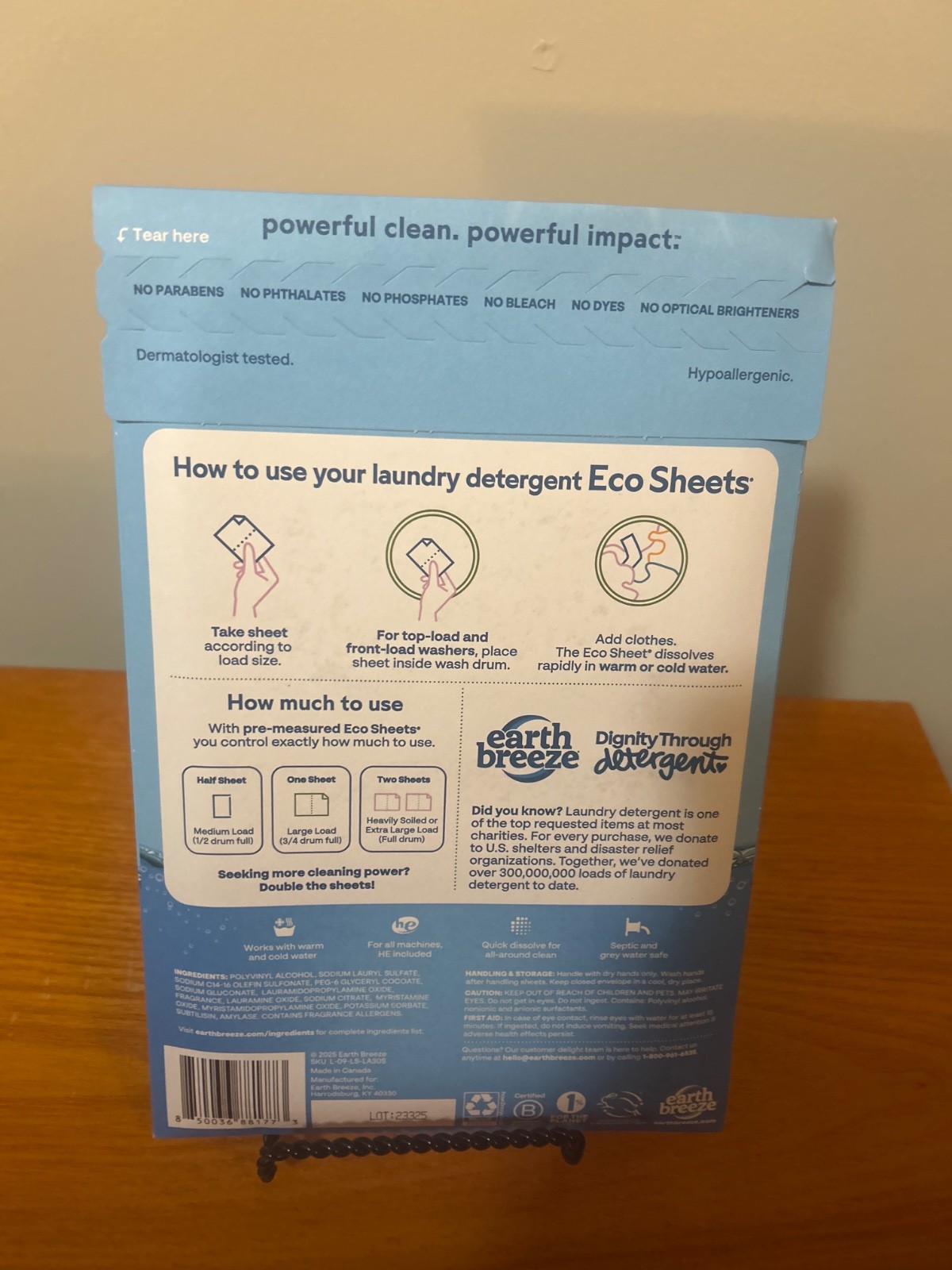 Earth Breeze Lavender Scent laundry detergent eco-sheets designed to tackle stai