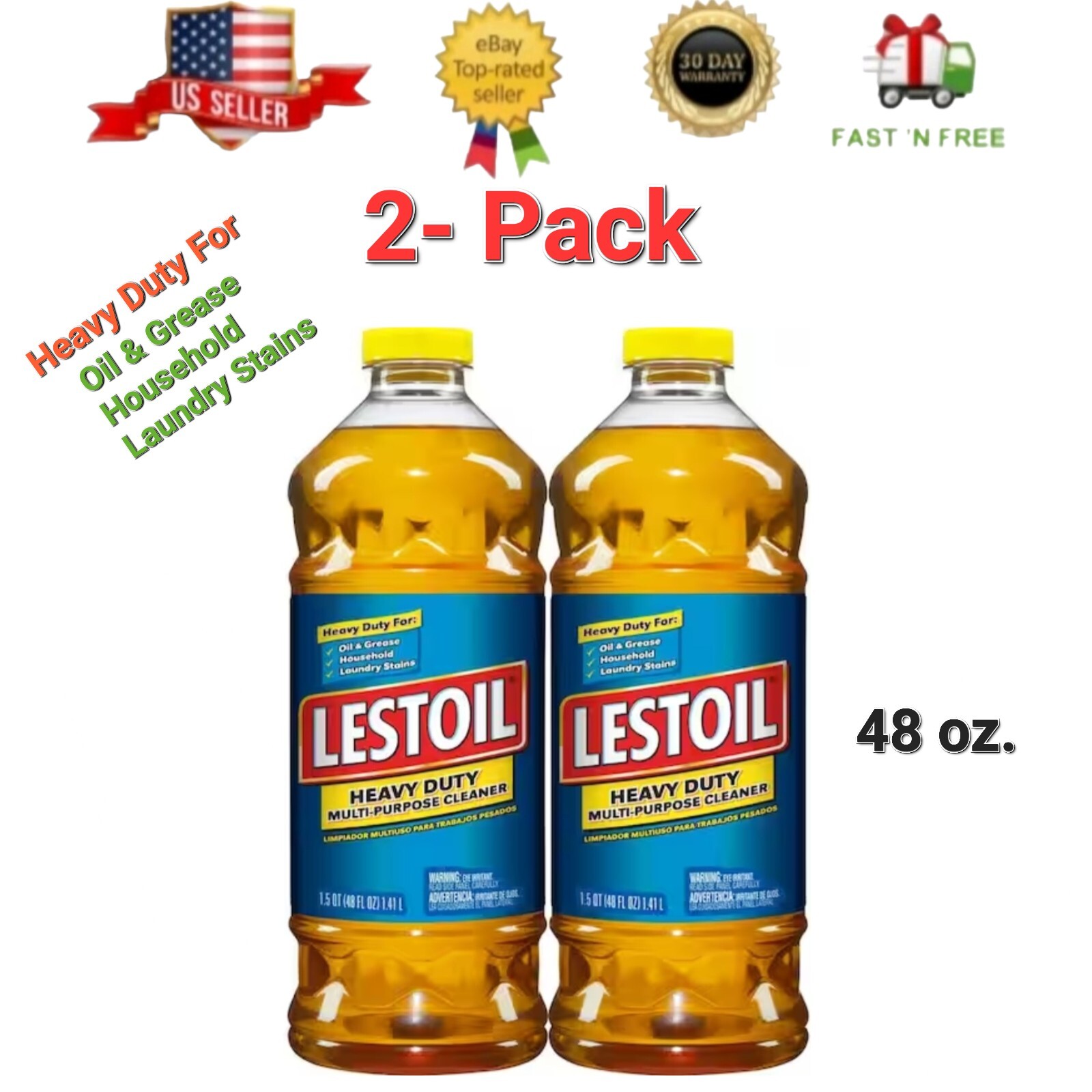 Lestoil 48 oz Heavy Duty Multi Purpose Cleaner Oil Stain Grease Laundry | 2 Pack