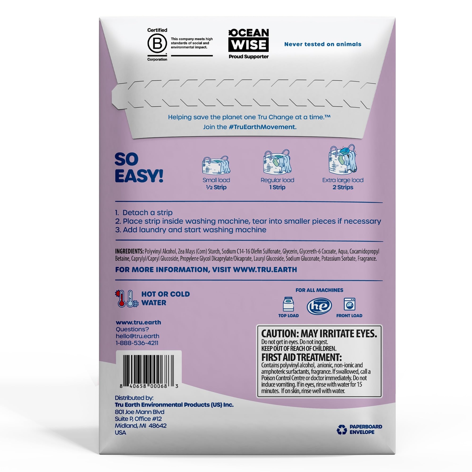 Tru Earth Eco Laundry Strips 32 Count Compact Powerful Sensitive Skin Friendly