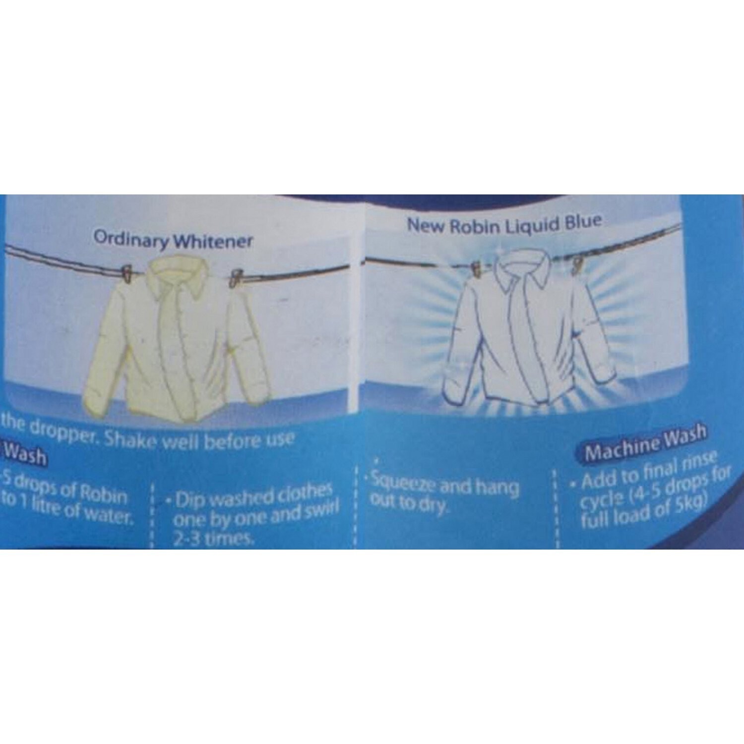 Robin Blue Liquid 150 ml Bottle Dazzling White Fabric Whitener Liquid Blue F/S