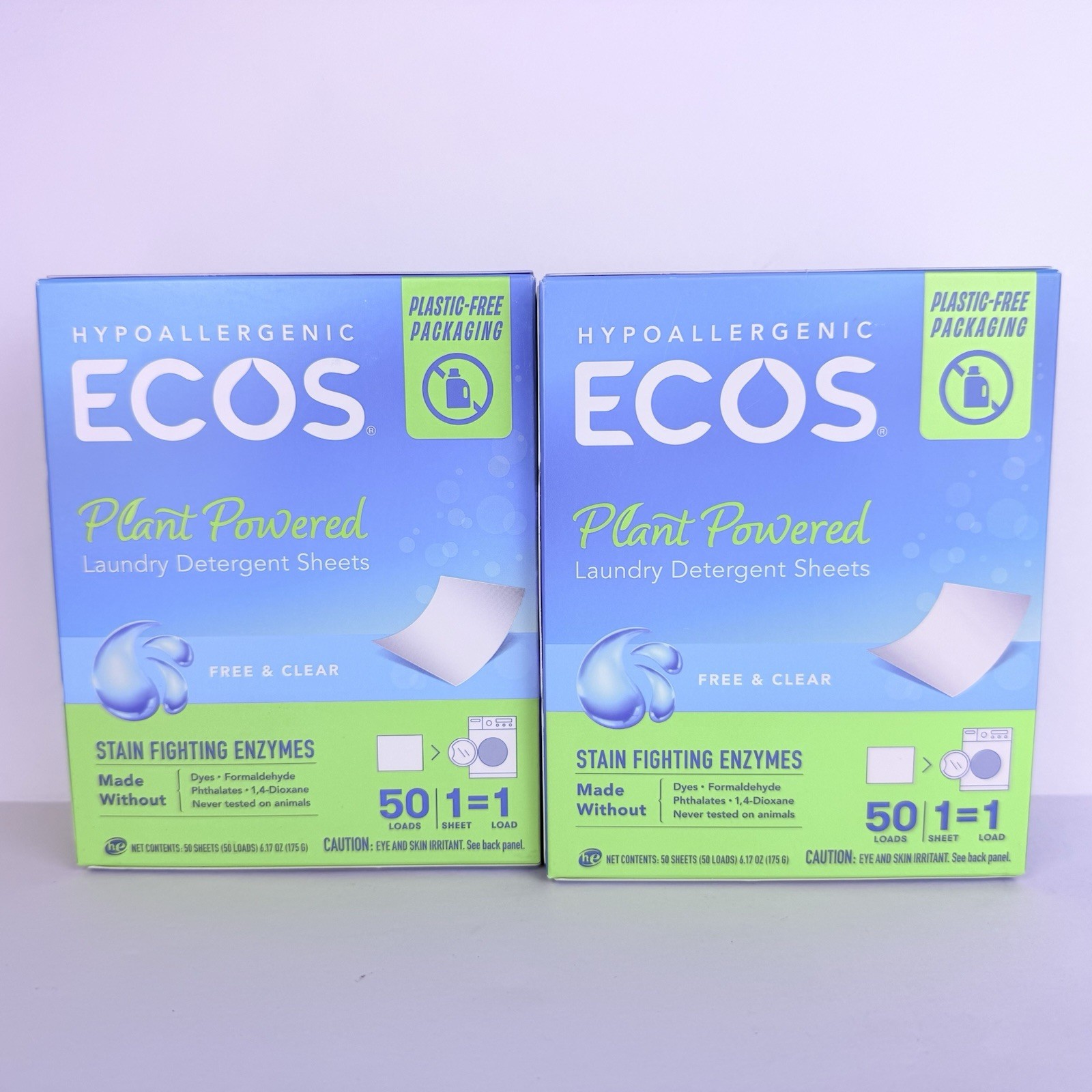 ECOS Laundry Detergent Sheets Free & Clear 2 Boxes X 50 Loads