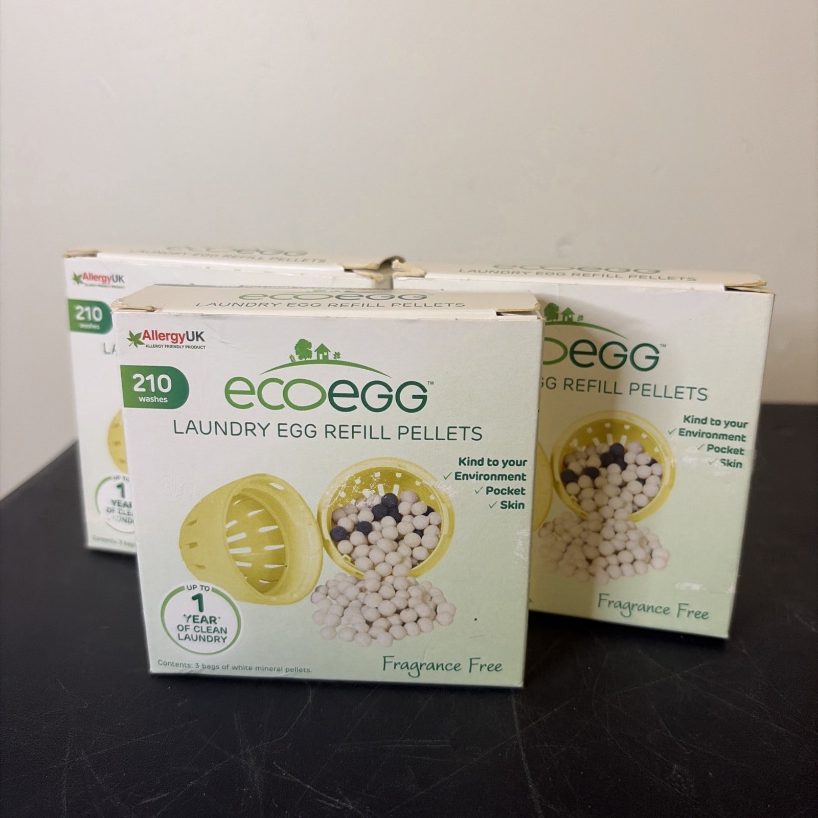 3 Pack Ecoegg Laundry Egg Refill Pellets Fragrance Free 210 Wash Each