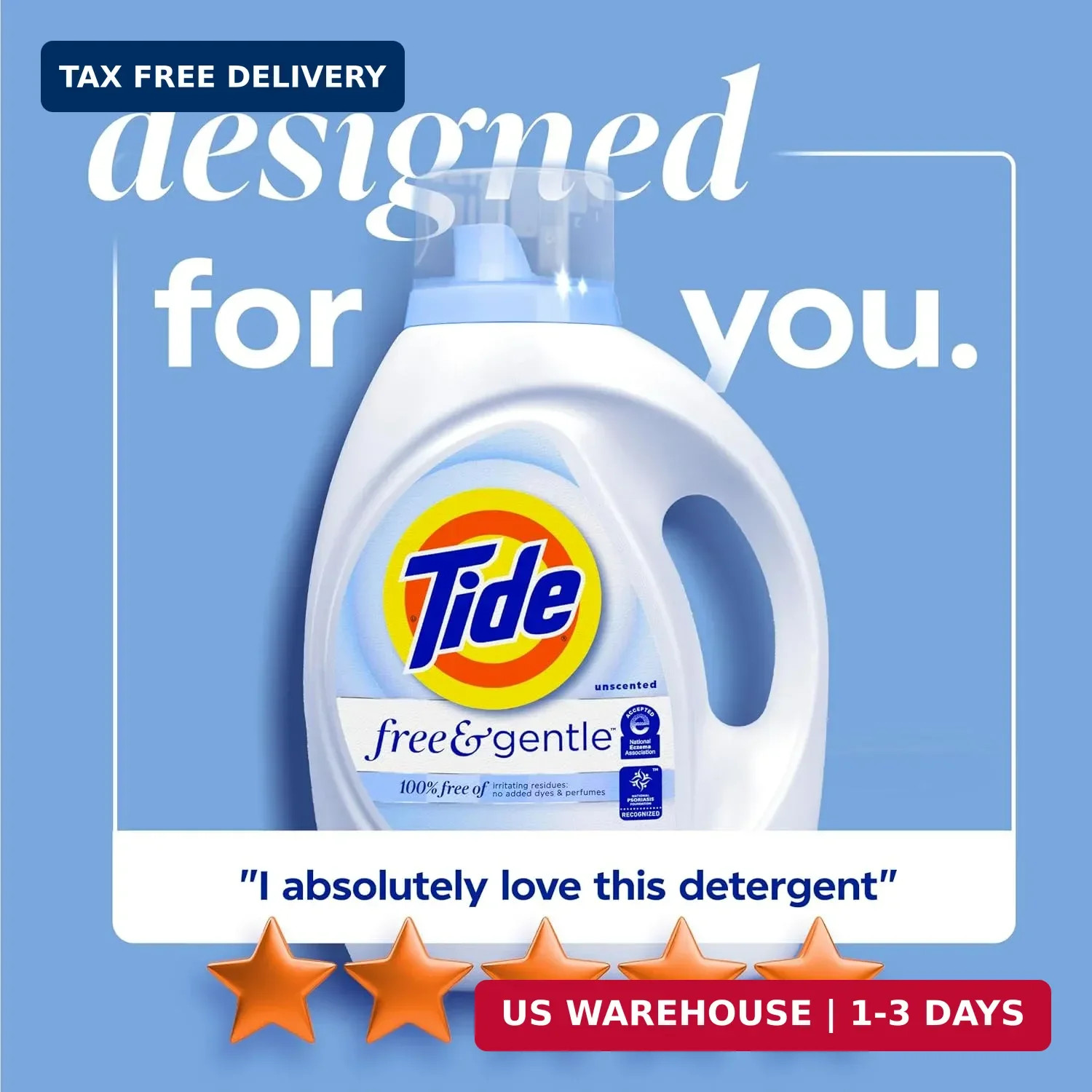 Tide Free & Gentle Liquid Laundry Detergent, 126 Loads, 166 fl oz, Tide Laundry