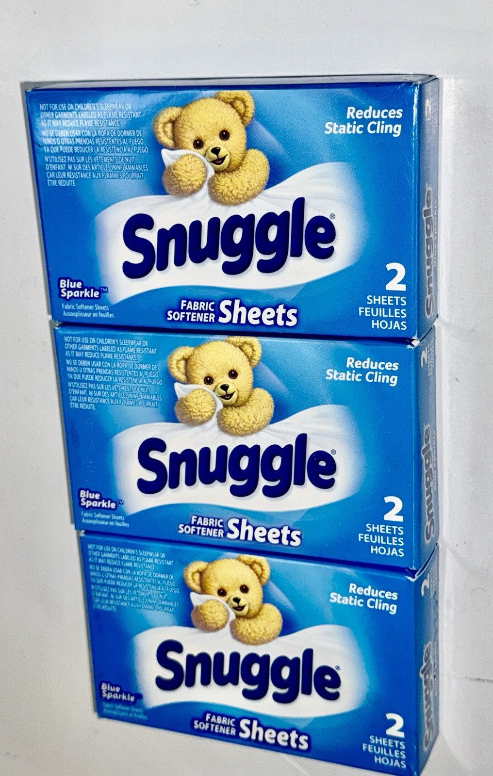 Snuggle Blue Sparkle Dryer Sheets VEN 2979929 Lot of 3 Boxes 2 Sheets Each Box