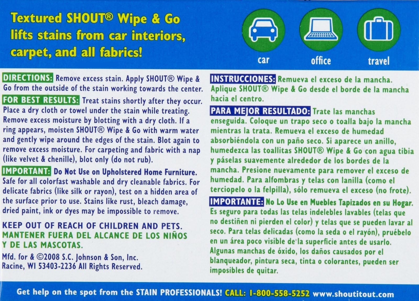 Shout Stain Remover Wipes, 12 Count (Pack of 2) 12