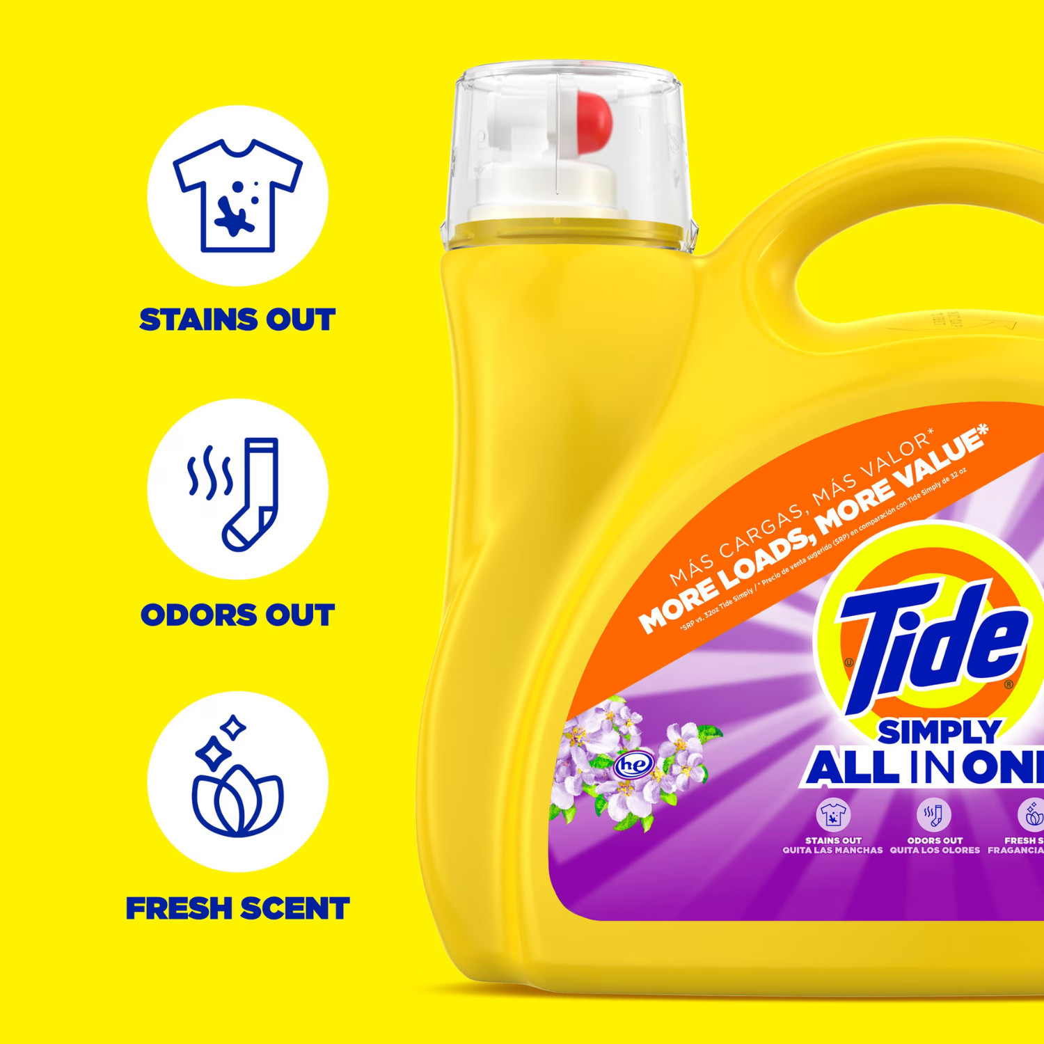 Tide Simply All-In-One Laundry Detergent Berry Blossom 173 fl, 138 Loads, 2 Pack