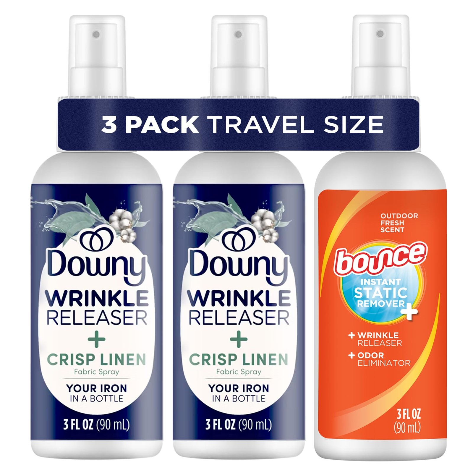 Downy Wrinkle Release Spray Bundle w/Bonus 3oz Bounce 1 Count (Pack of 3)