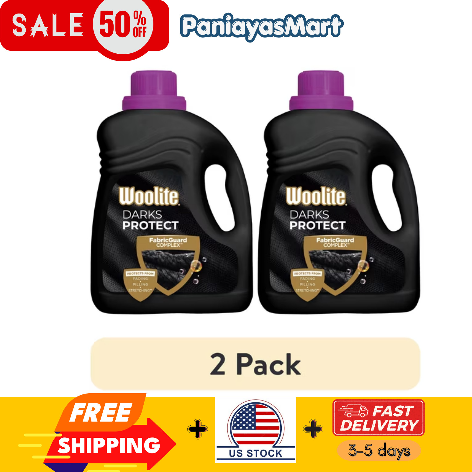 (2 pack) Woolite Darks Defense Liquid Laundry Detergent – Protects Dark Clothes