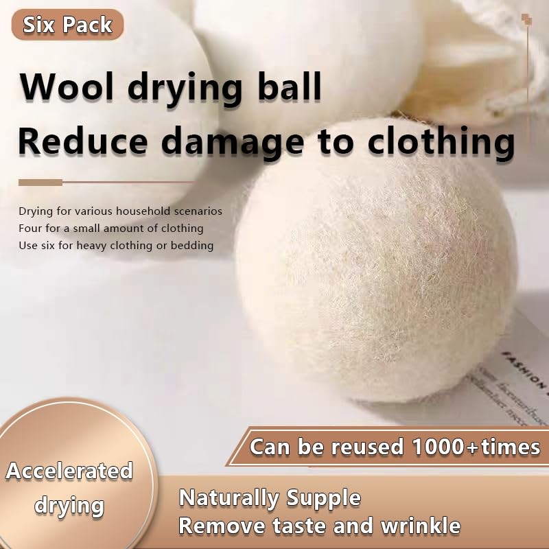 6 Pack Felt Dryer Balls – Wool Dryer Balls for Reducing Drying Time, Eliminat…