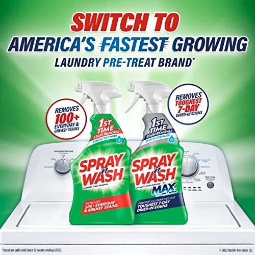 Stain Remover Spray 48 Fl Oz Unscented Laundry Pre-Treat Tough Dried In Stains