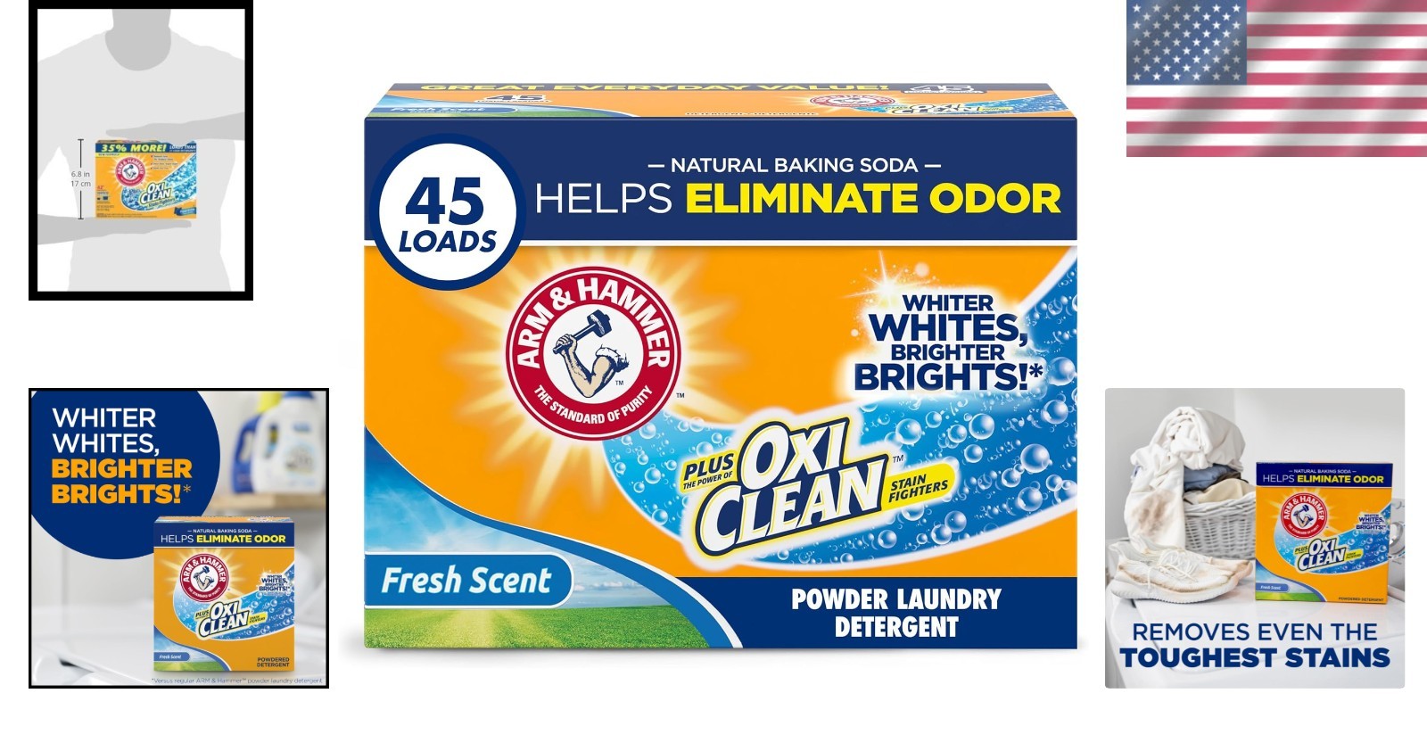 Plus OxiClean Powder Detergent – 45 Loads in Fresh Scent, Ideal for All Machines
