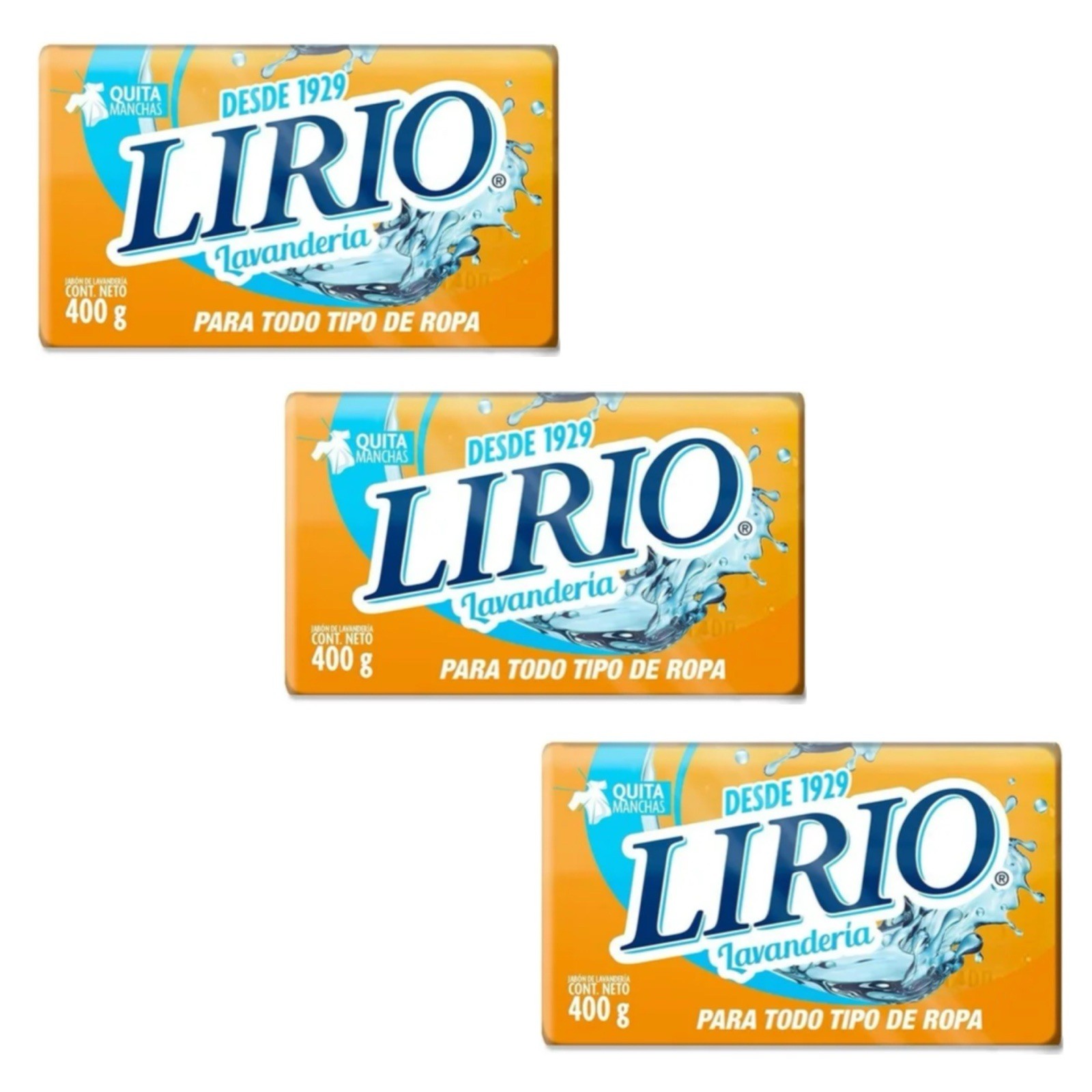 3X LIRIO Jabón de Barra para toda la Ropa 🇲🇽 Bar Laundry Soap, 400g, 3 Pack