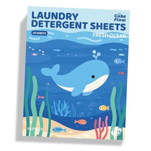 Laundry Detergent Sheets, Fresh Scent – 40 Loads | Plastic-Free, Eco Ocean