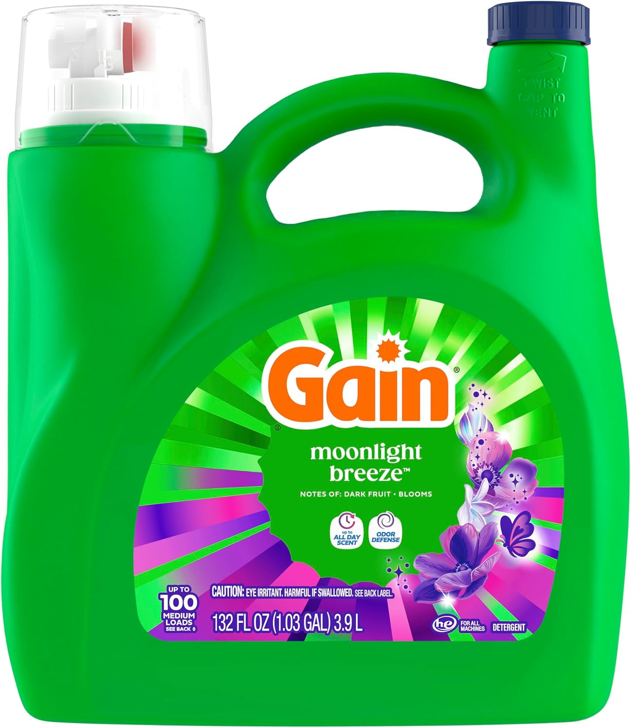 Gain Liquid Laundry Detergent with Odor Defense, Moonlight Breeze Scent, Laundry