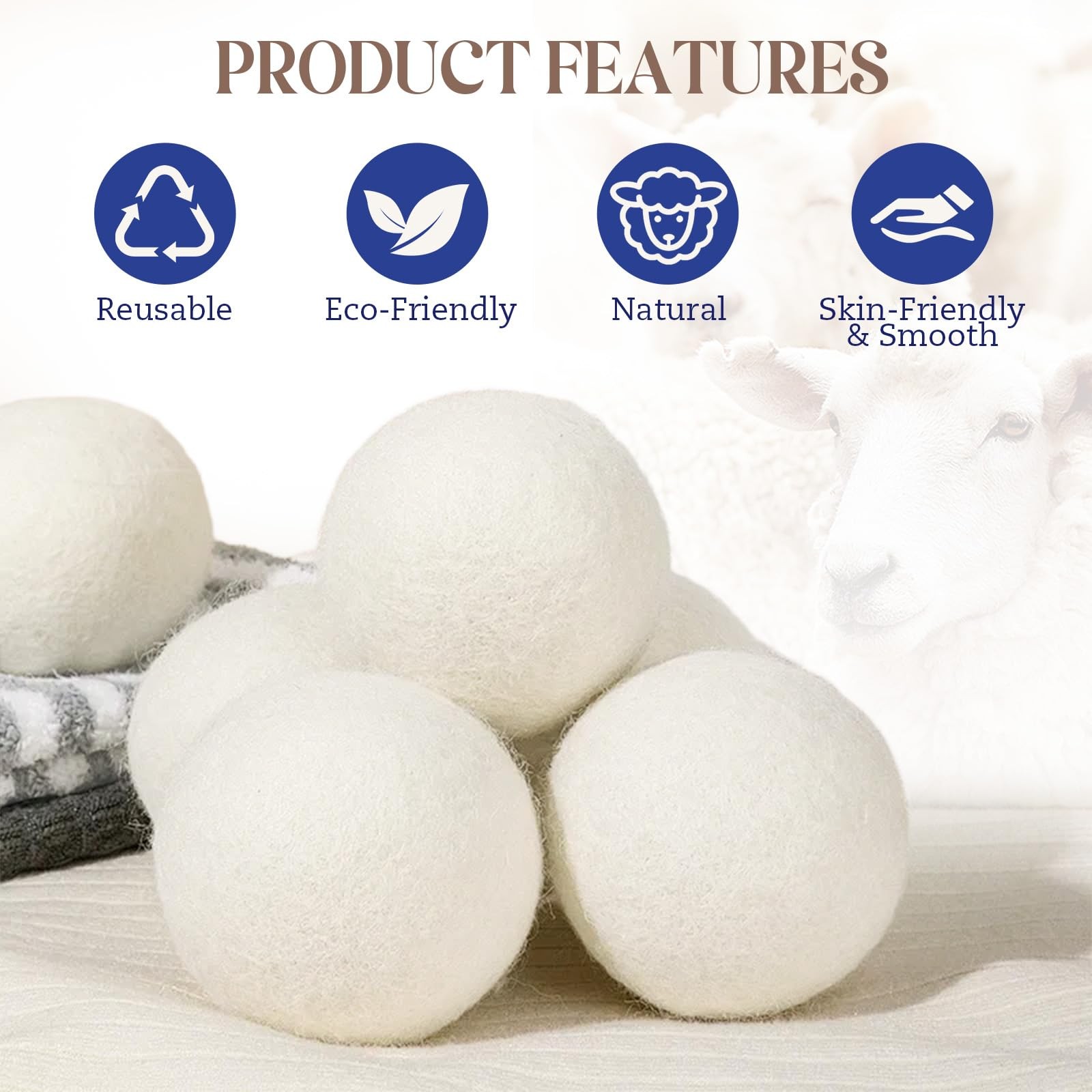 Wool Dryer Balls, New Zealand Dryer Balls Laundry Reusable Reduce Static Clin…