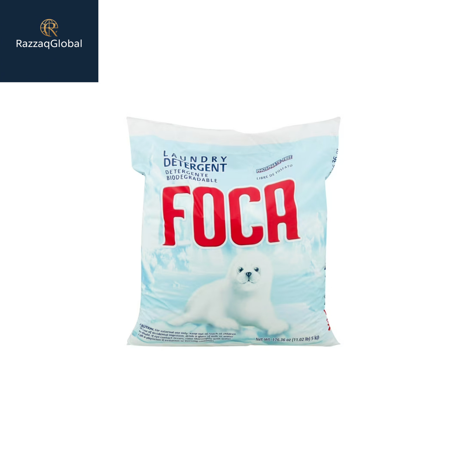 Foca Biodegradable Laundry Detergent Powder, Phosphate-Free, Household 176.36 oz