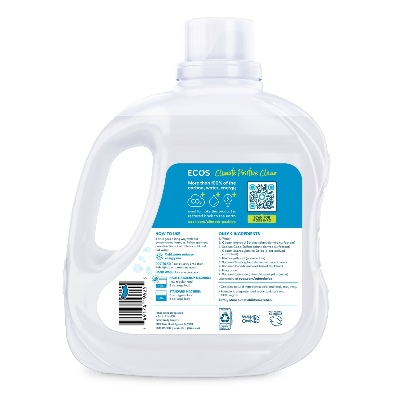 (3 Pack) ECOS Hypoallergenic Laundry Detergent Magnolia Lily 150 fl oz 150 Loads