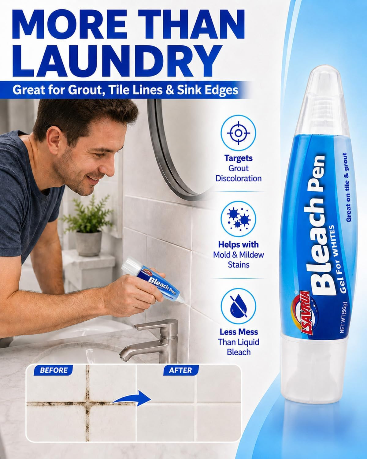 Bleach Pen for Clothing, Bleach Gel Stain Remover Pen for White Clothes, Portabl