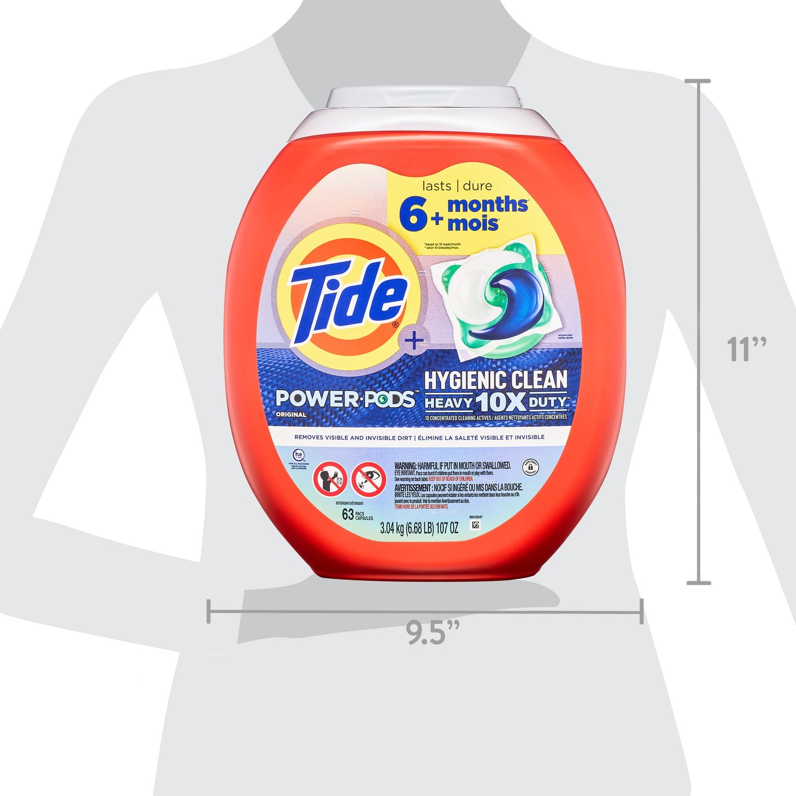 Hygienic Clean Power PODS Laundry Detergent Pacs, Original Scent, 63 Count