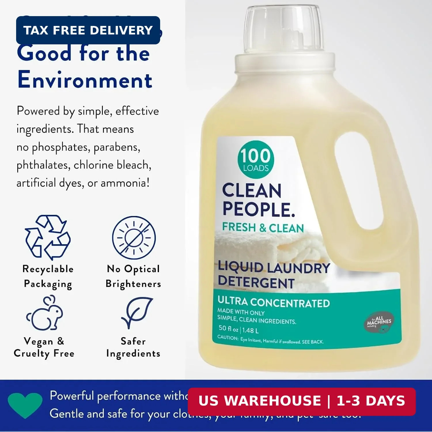 The Clean People Liquid Laundry Detergent – Recyclable Packaging, Stain Fighting