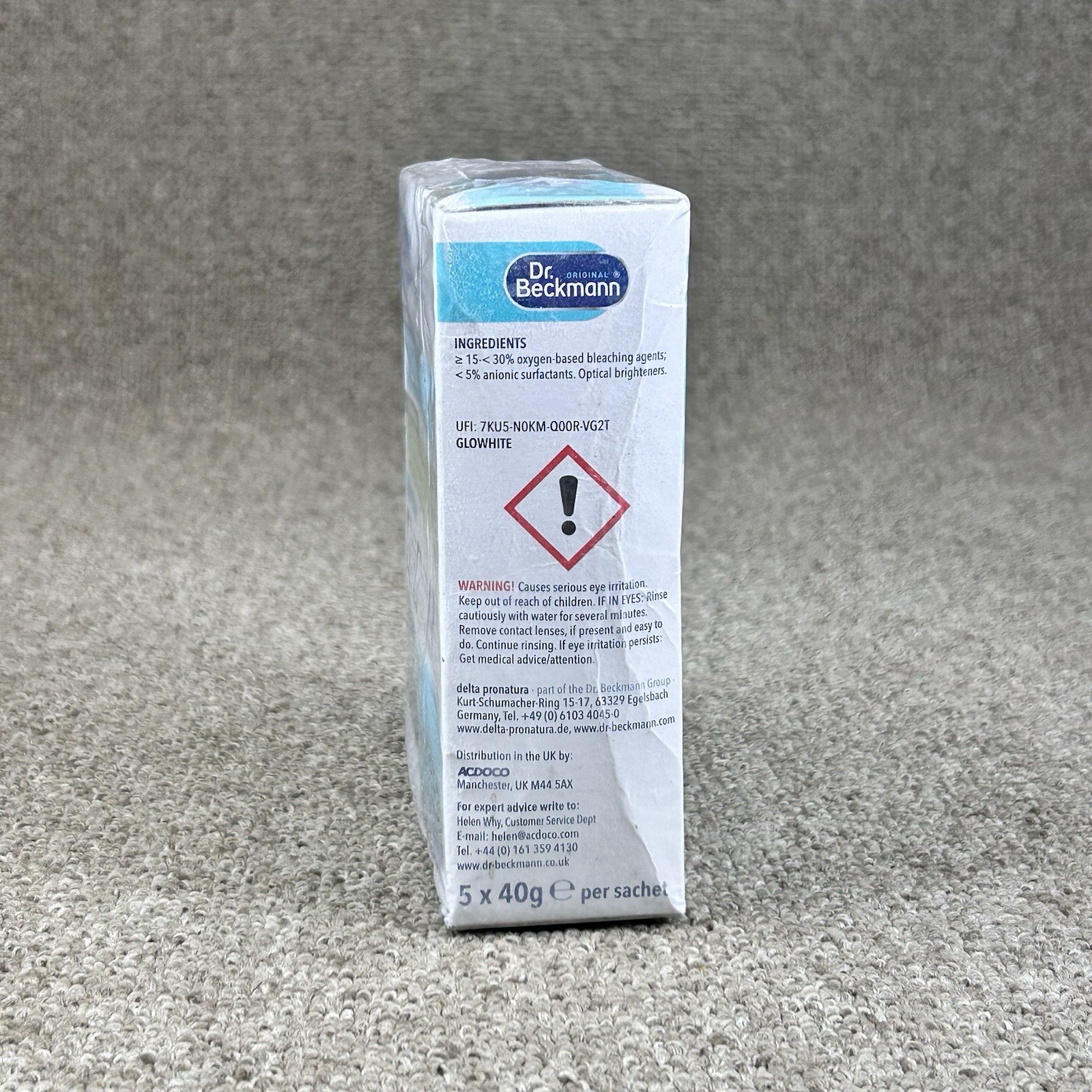 Dr.Beckmann Glowhite 5 x 40g Sachets Pack of 5 Refresh Whites/Stain Remover