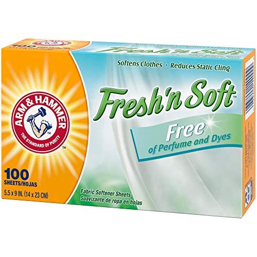 Arm & Hammer Fabric Softener Sheets, Free of Perfumes 100 count (Pack 1)