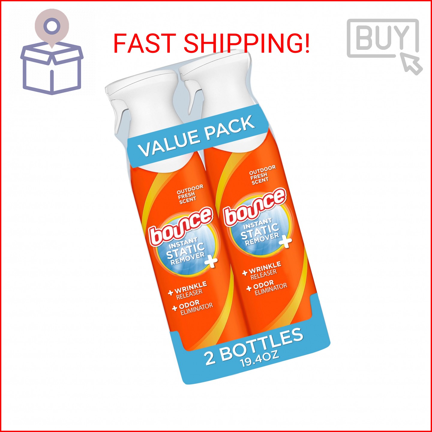 Bounce Rapid Touch-Up 3 in 1 Wrinkle Releaser Clothing Spray, Fabric Refresher,