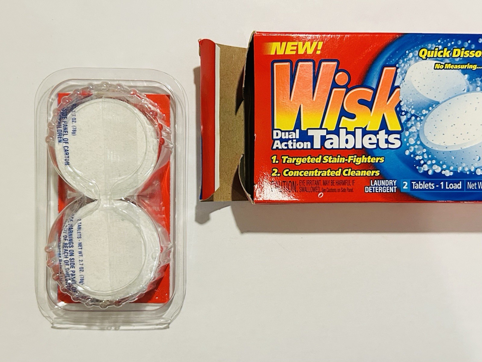 Wisk Dual Action Tablets Travel Laundry Detergent Sealed NOS Discontinued Y2K
