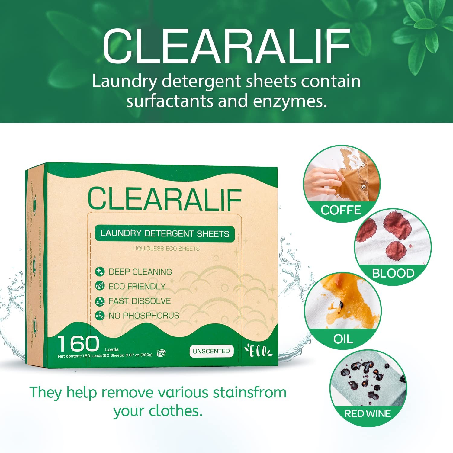 CLEARALIF Laundry Detergent Sheets (480 Loads), Unscented,Great For Travel, A…