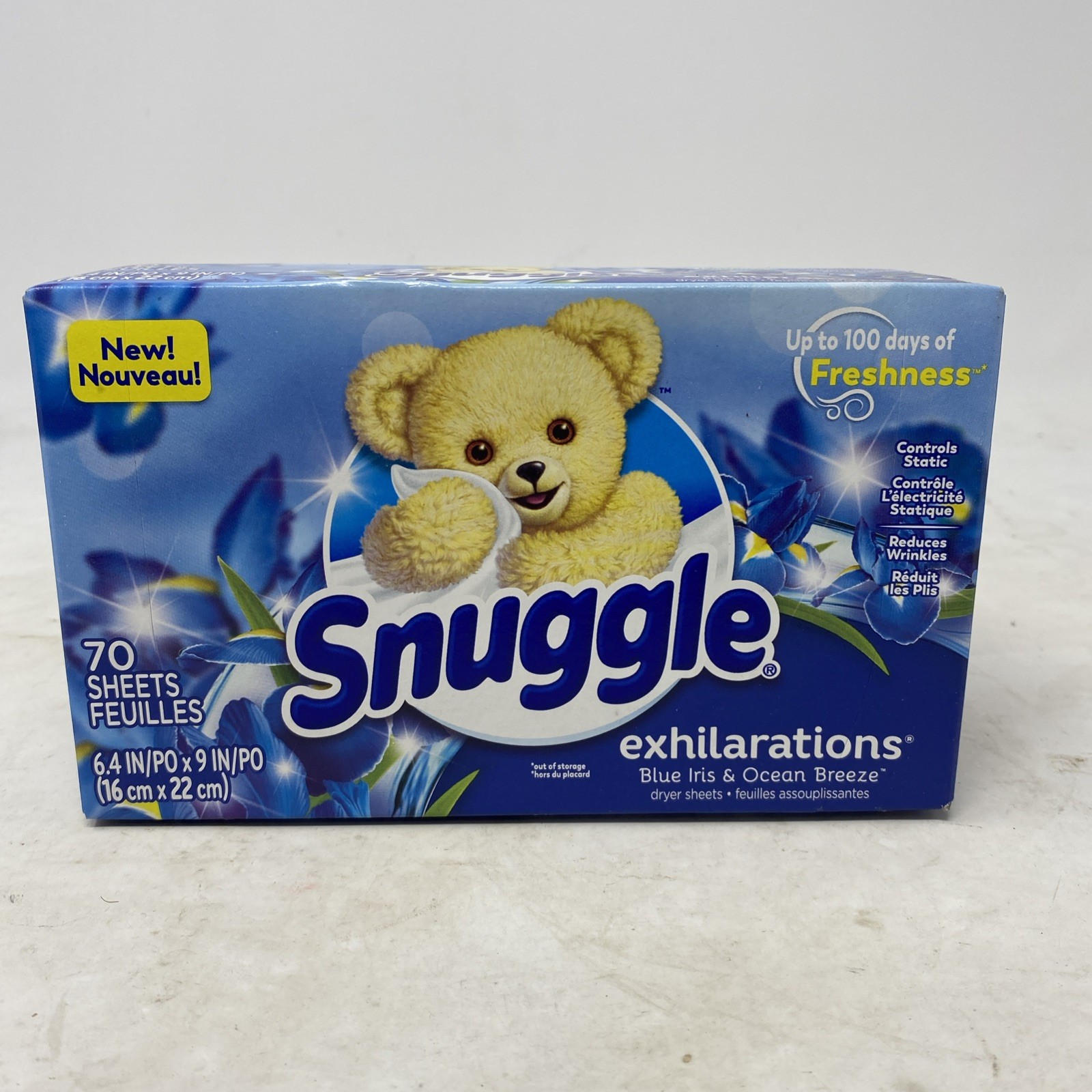 Snuggle Fabric Softener Dryer Sheets, Blue Iris & Ocean Breeze 70 Count – NEW