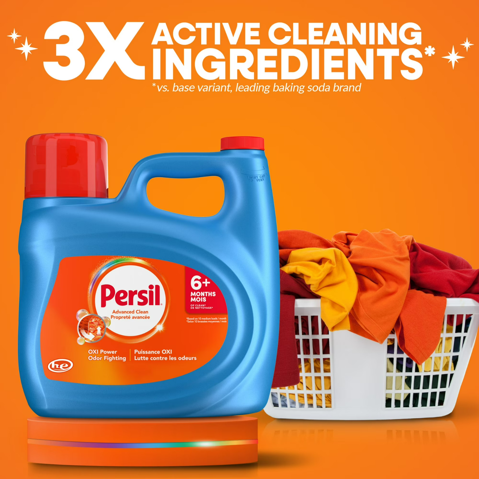 Persil Advanced Clean Oxi+Odor Power Liquid Laundry Detergent,126fl oz, 75 Loads