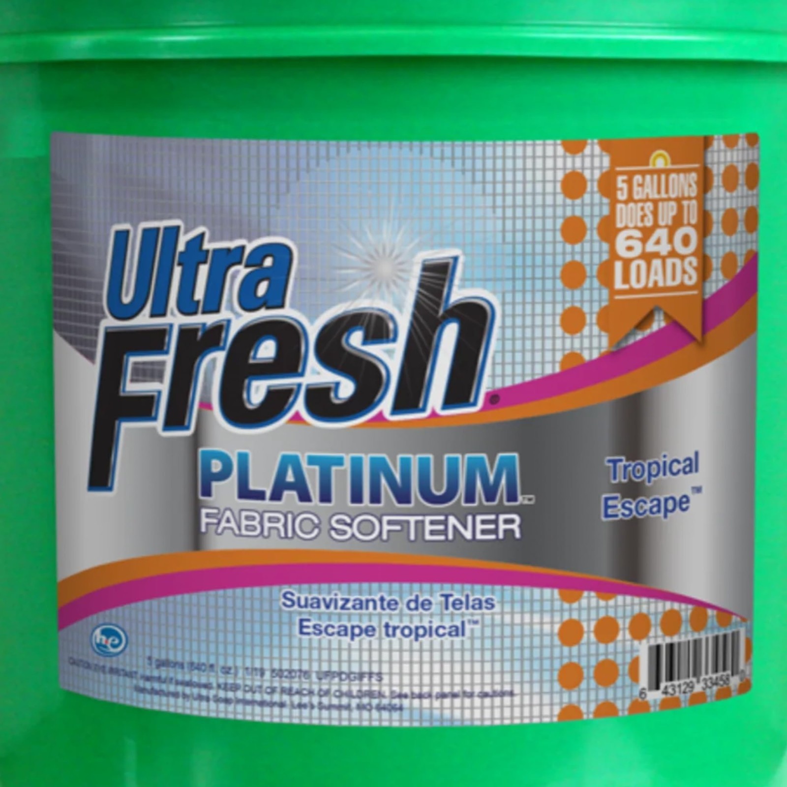 5 Gallon Liquid Fabric Softener for All Machines, 640 Loads, Tropical Escape Sce