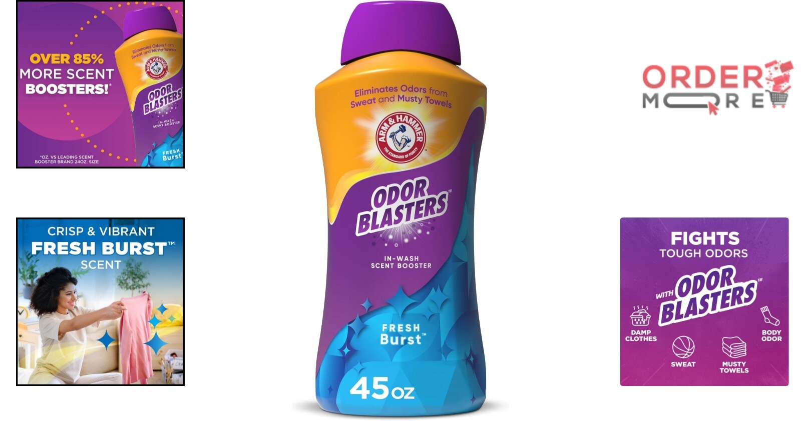 Odor Blasters In-Wash Scent Booster – Fresh Burst 45 Oz for Lasting Freshness