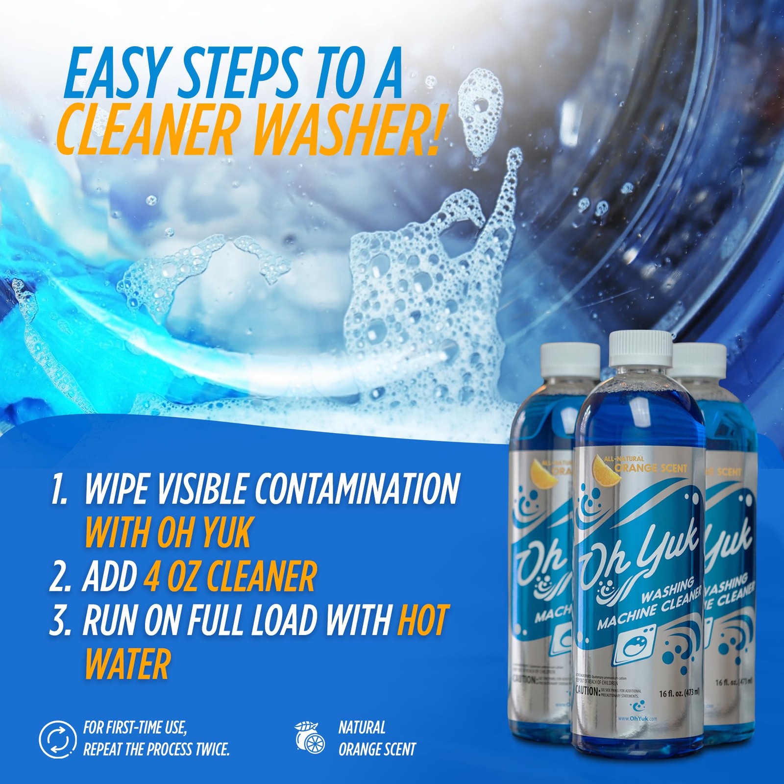 Oh Yuk Washing Machine Cleaner For All Washers 16 Fl Oz (Pack of 1), 34colors