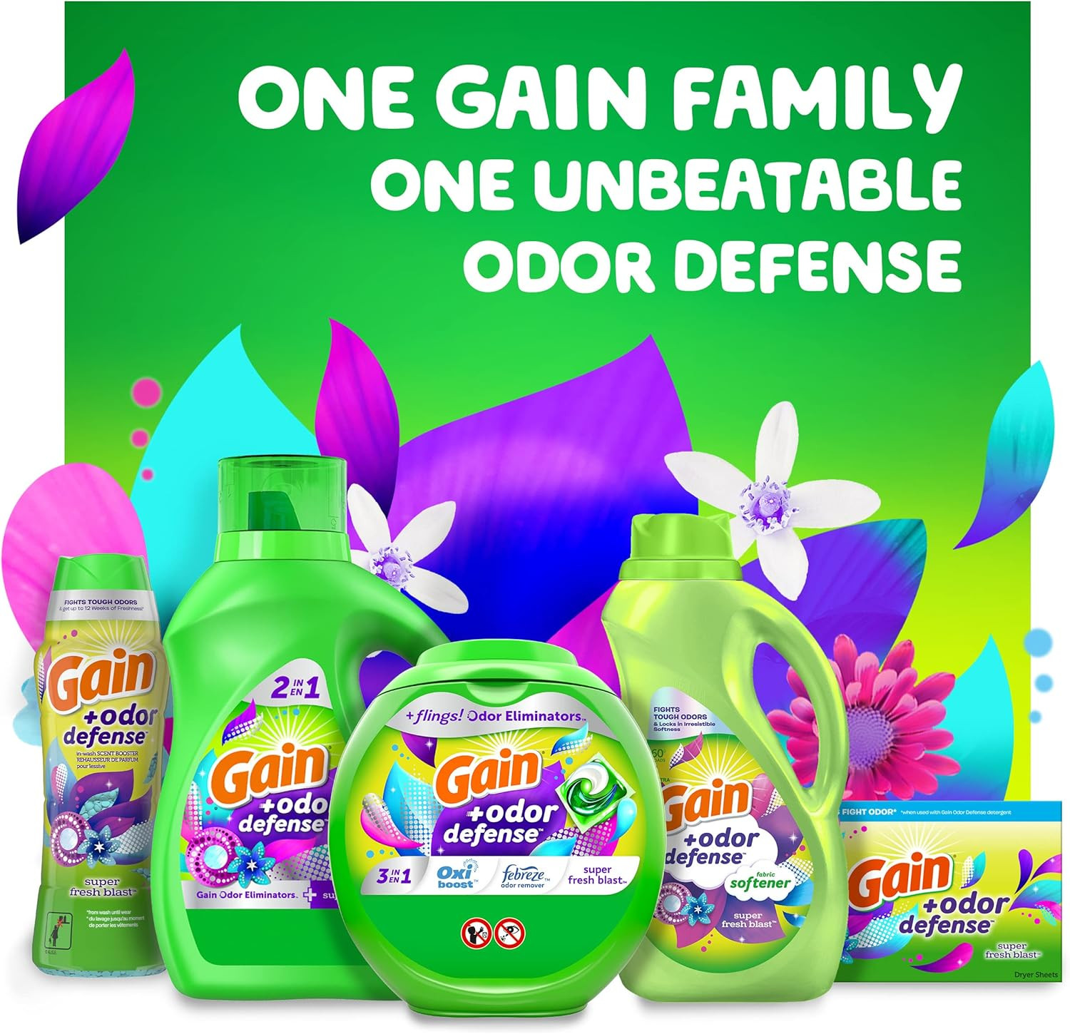 Odor Defense Liquid Fabric Softener, Super Fresh Blast Scent, 140 FL OZ, 190 Loa