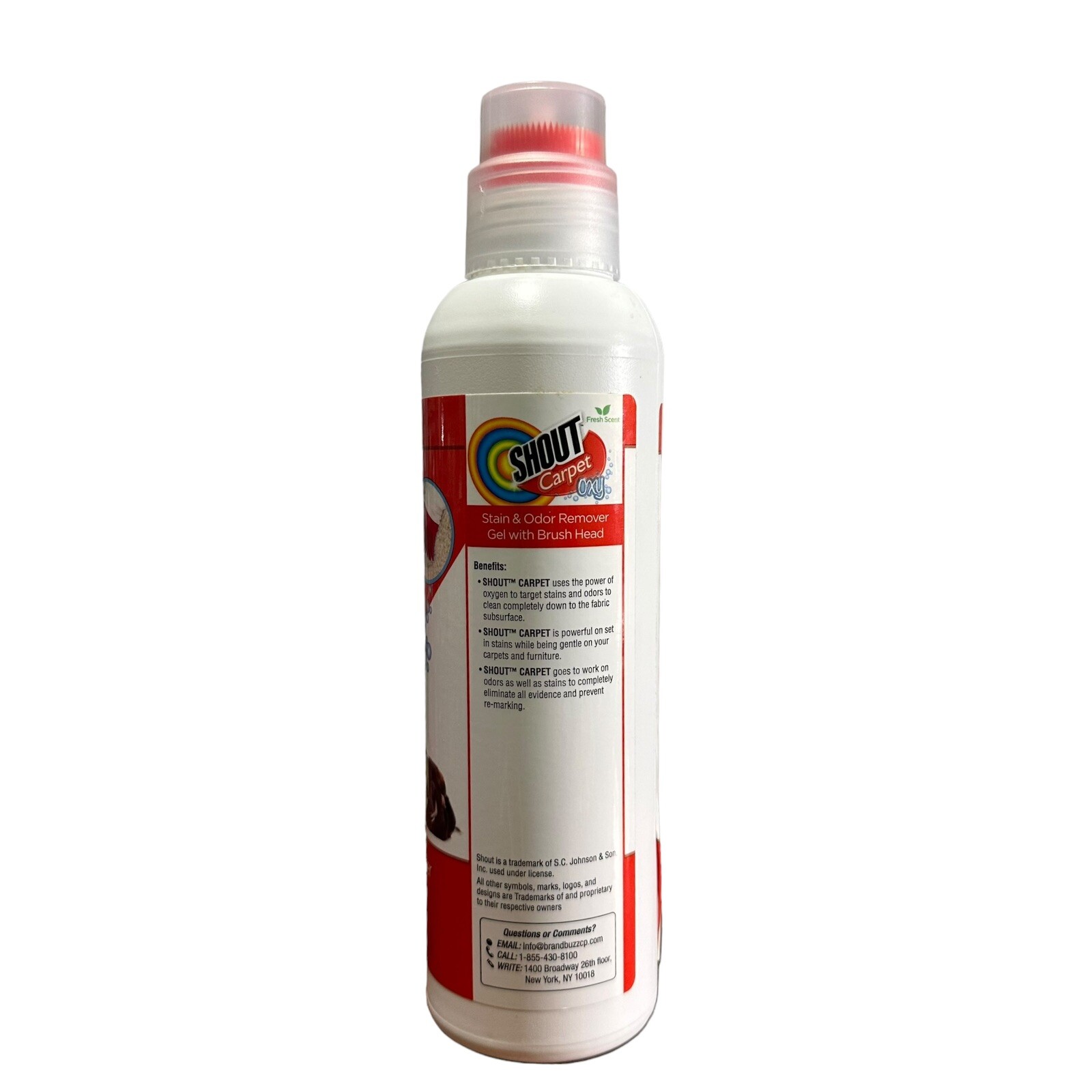 Shout Carpet W/Oxy Fresh Scent Stain & Odor Remover Gel W/ Brush Head 16oz HTF