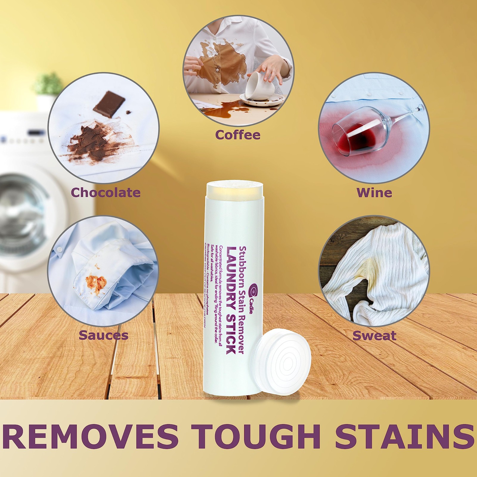 Laundry Stain Remover Stick – Pre Wash Spot 1 Count (Pack of 4), Clear