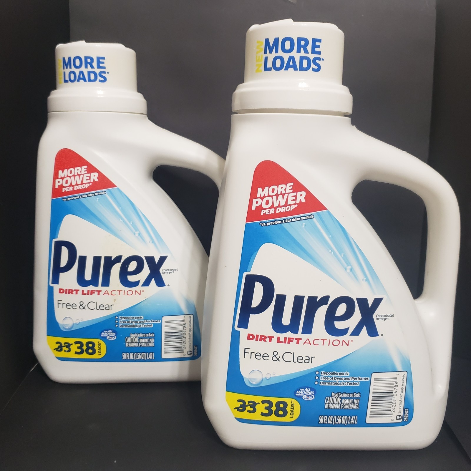 PUREX Free & Clear (lot of 2) HYPOALLERGENIC, CONCENTRATED 38 Load NO DYES/SCENT