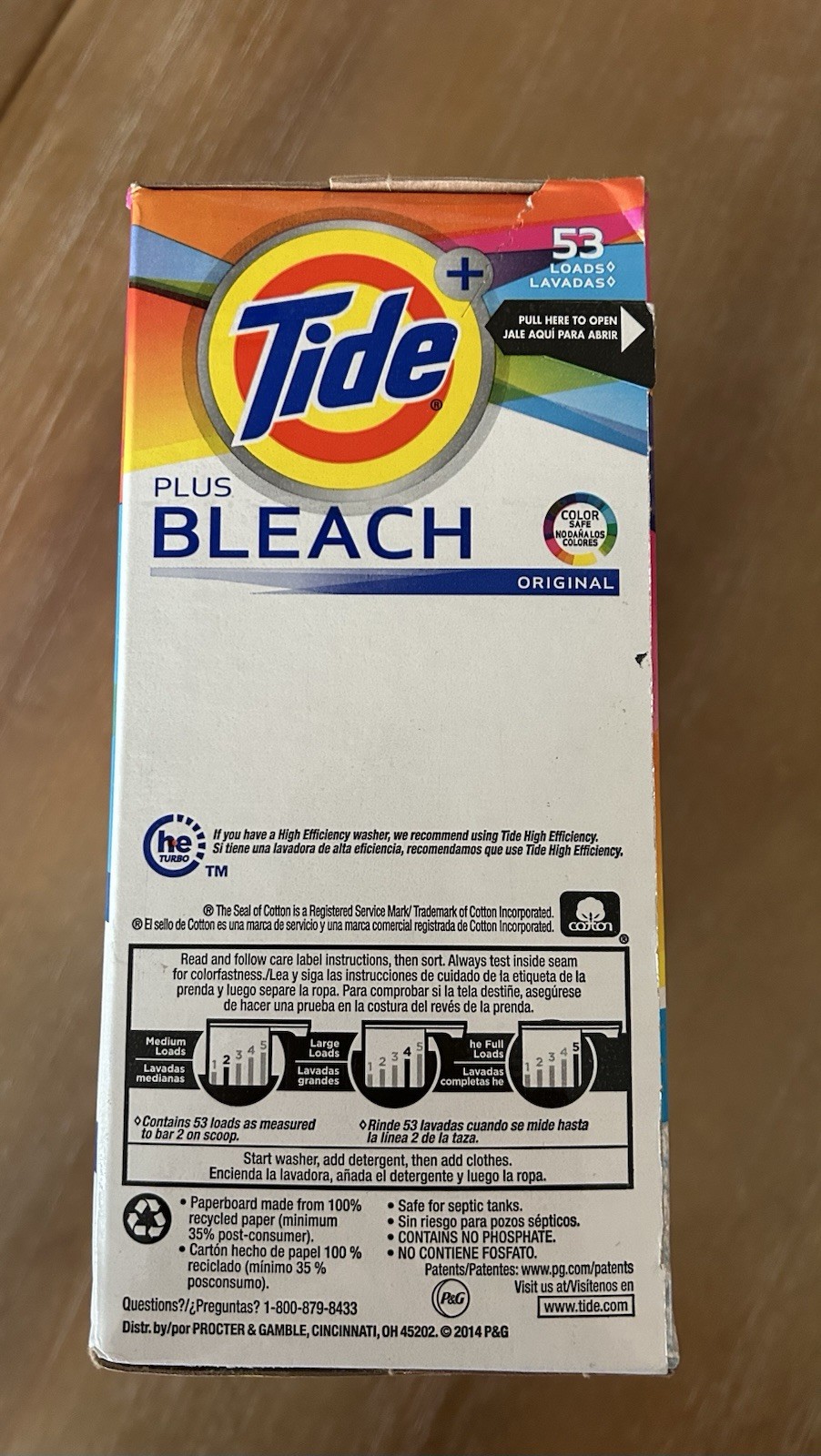 Tide Plus Bleach Original Powder Laundry Detergent 95 Oz (2.71kg) 53 Loads