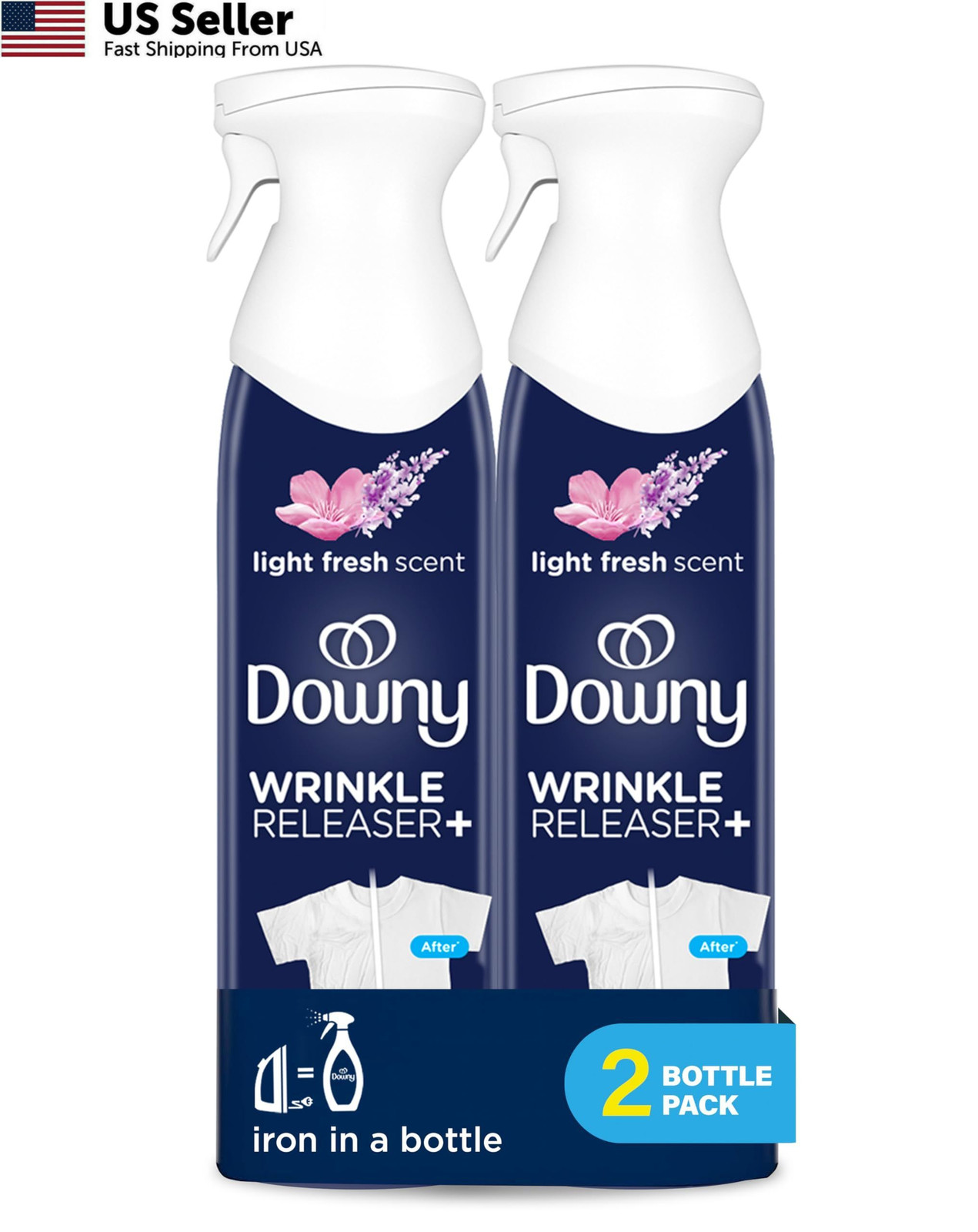 Downy Wrinkle Releaser Spray | All In One 9.7 Ounce (Pack of 2), Blue