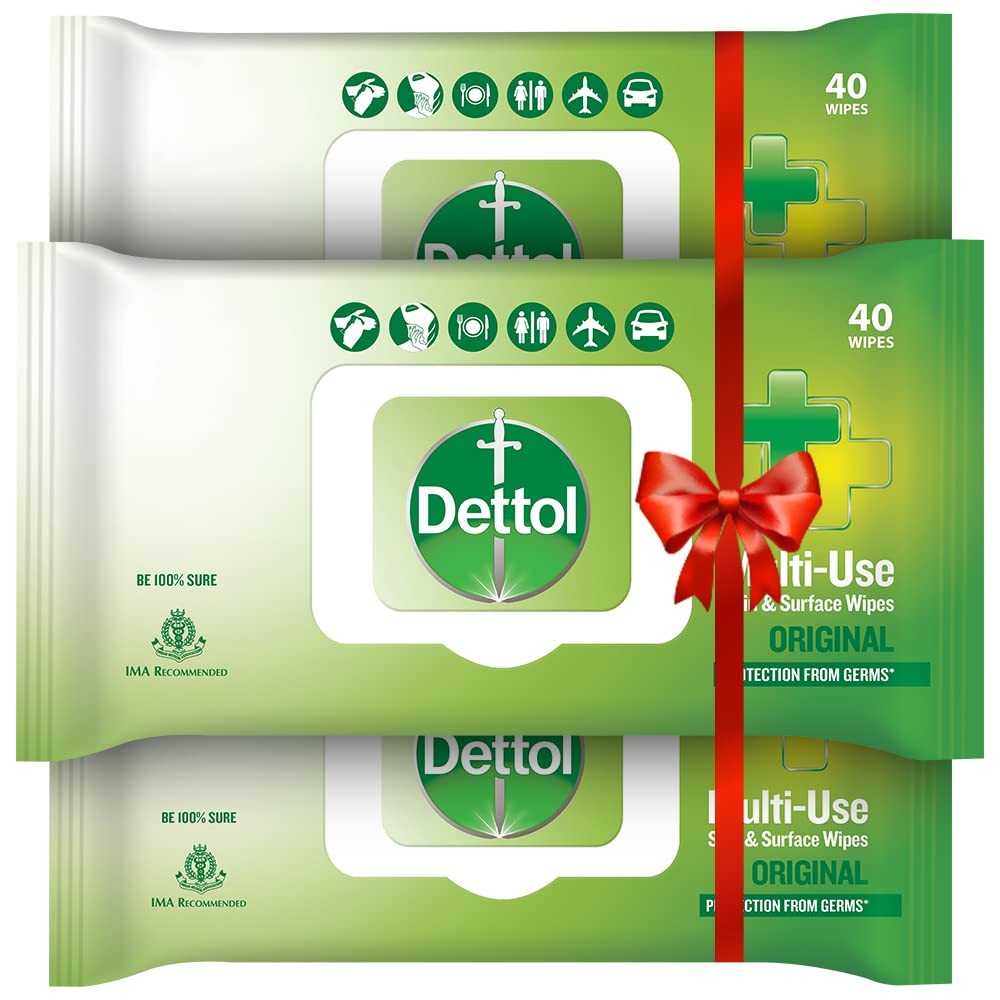 Dettol Germ Protection Wet Wipes 40 Count (Pack of 3) – Moisture-Lock Lid