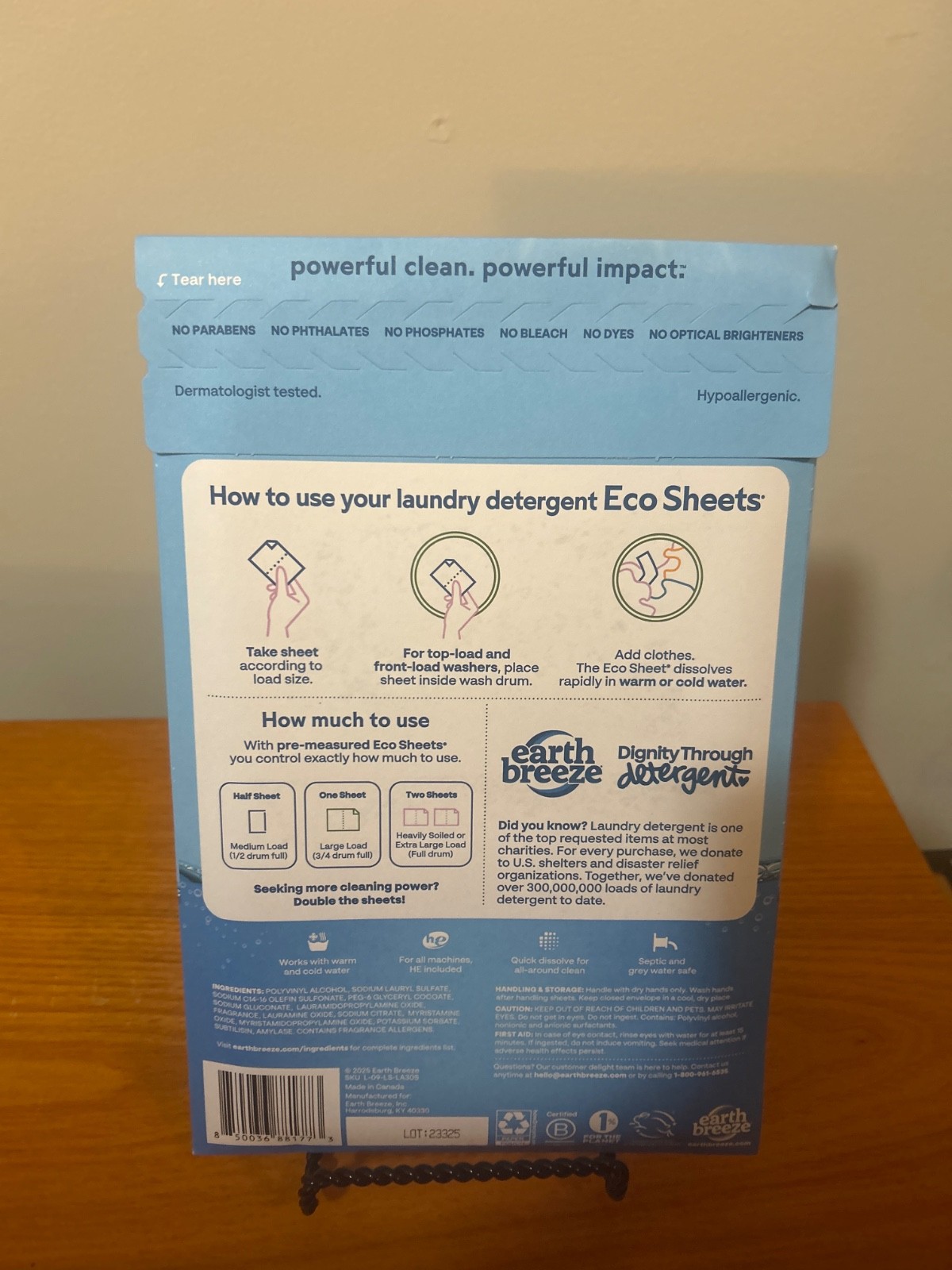 Earth Breeze Lavender Scent laundry detergent eco-sheets designed to tackle stai
