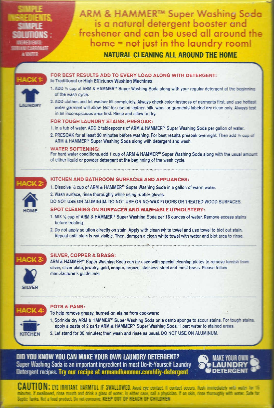 ARM & HAMMER Laundry BOOSTer Super Washing Soda powder Household Cleaner 03020