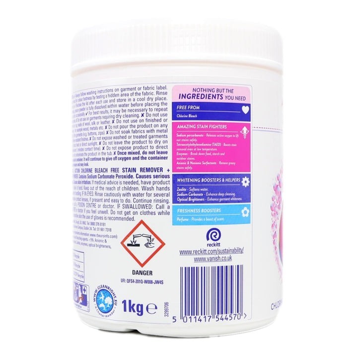 Vanish Oxi Action Chlorine Bleach Free Stain Remover + Whitener, 1 kg