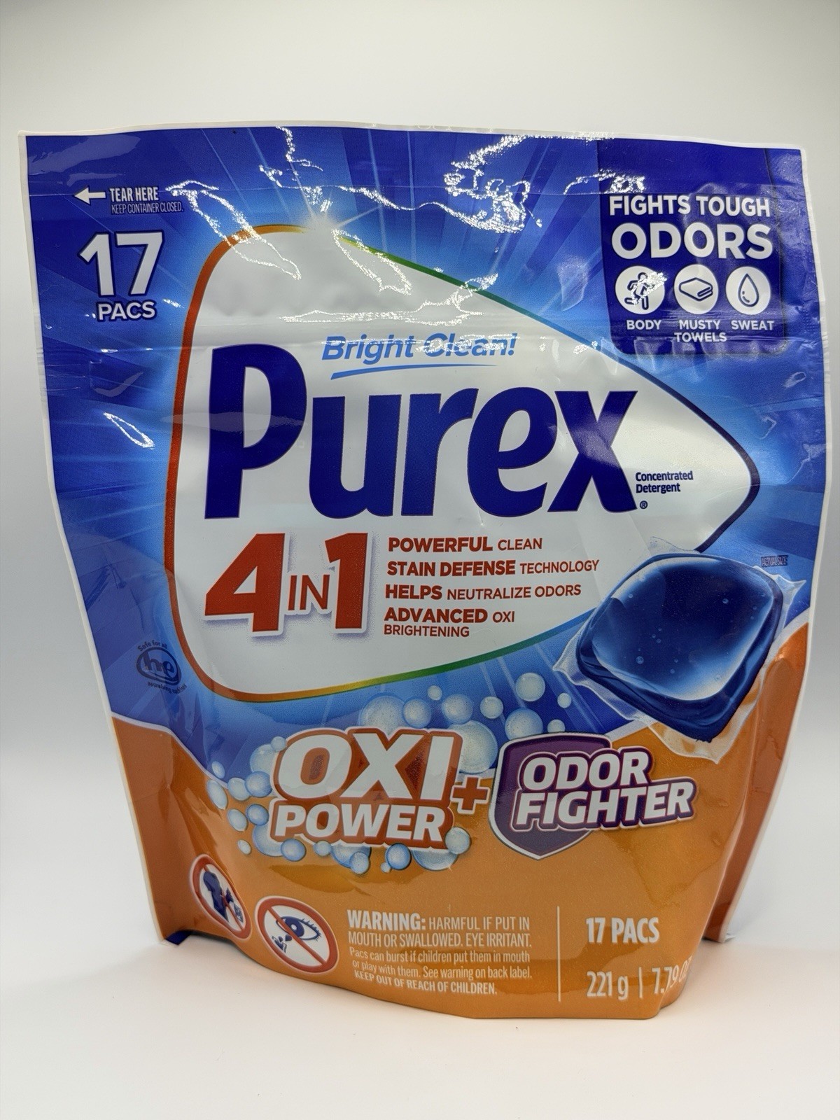 (2) Purex 4 In 1 Laundry Detergent Pacs W/ Oxy-17ct. Each