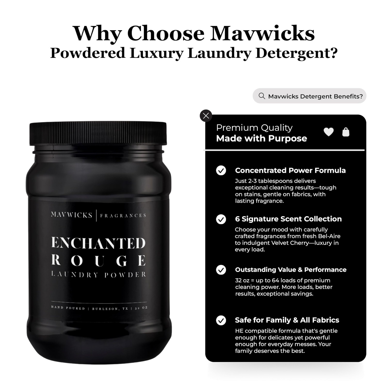 Mavwicks – Luxury Laundry Detergent Powder (Enchanted Rouge) 32 Oz – Concentr…