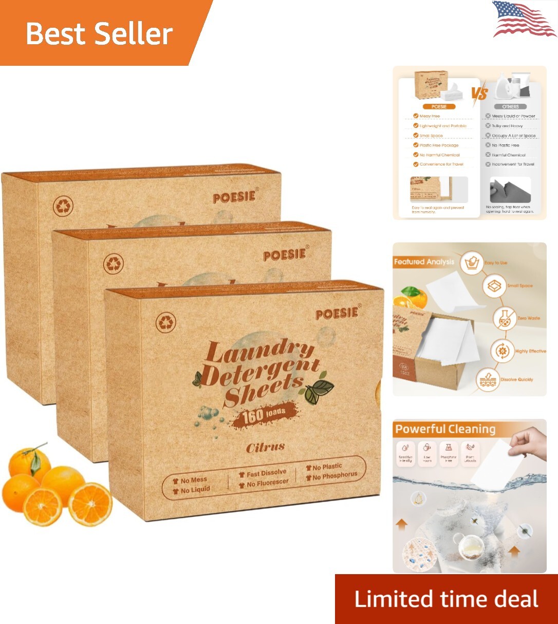 Eco-Friendly Laundry Detergent Sheets – 480 Sheets, 240 Loads, Portable