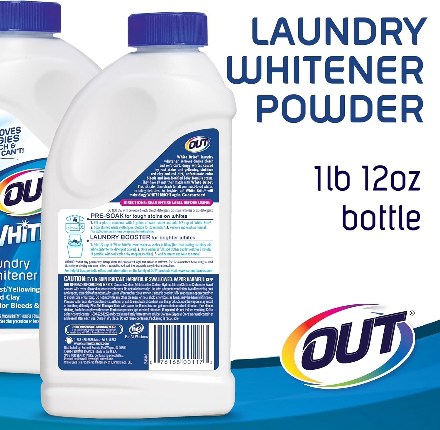 2PACK-OUT White Brite Laundry Whitener, Cleaner, Brighter and Fresher 28 Ounces