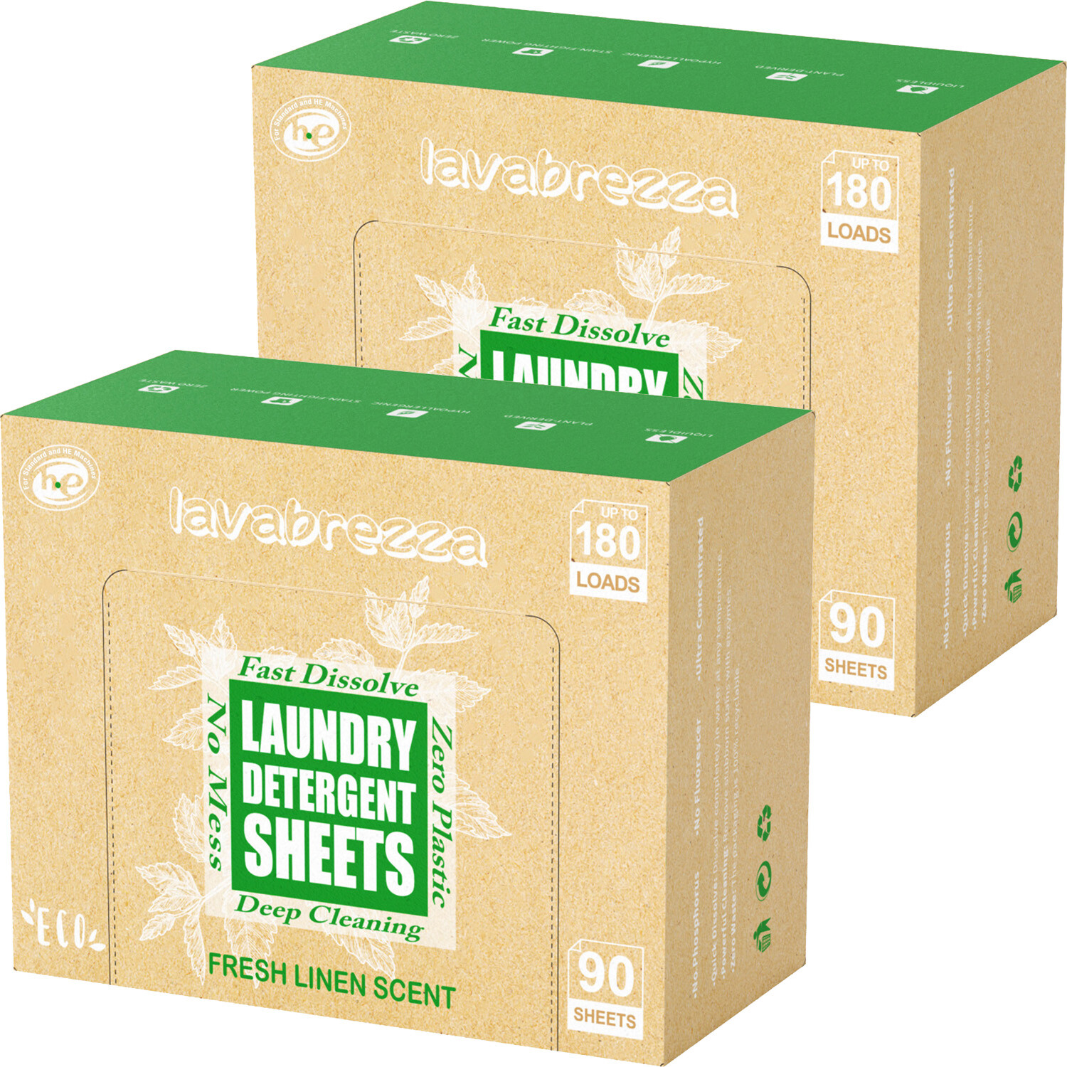 Laundry Detergent Sheets 180 Loads Washing Strips Eco-Friendly No Plastic 2 Pack