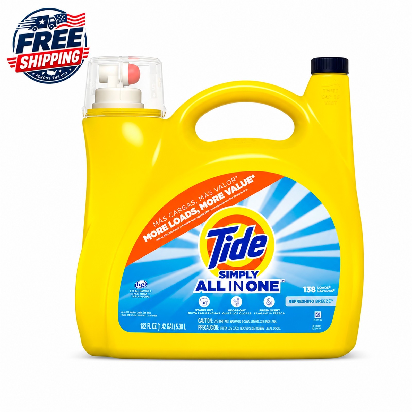 Tide Simply All in One Liquid Laundry Detergent Refreshing Breeze 182 fl oz HE